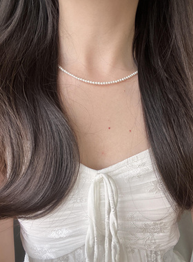 S家极光珍珠baby小米粒珠细项链女轻奢小众2025新款爆款锁骨颈链