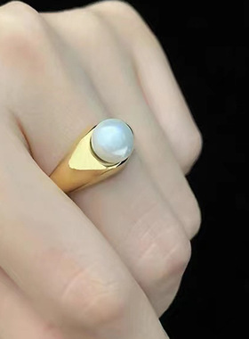 甄奢一颗大珍珠古董戒指