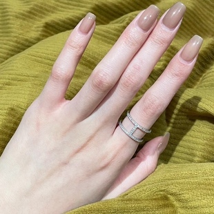 小众设计指环 复古罗马镶钻轻奢显手细高级感气质简约戒指女个性