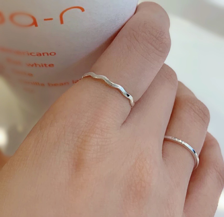 小众设计清新银色素圈戒指