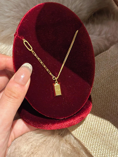 皮草适配度拉满~亮晶晶小金条项链不掉色高级毛衣链仿真黄金ins风