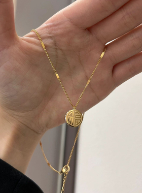 高档香港小福牌金币项链