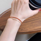 轻奢精致百搭显白高级感配饰 烦恼 双层红绳泡泡手链 省去搭配