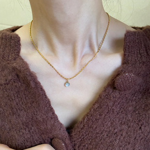 吸睛指数飙升~可水洗一颗小和田玉锁骨链清爽夏日项链圆珠链别致