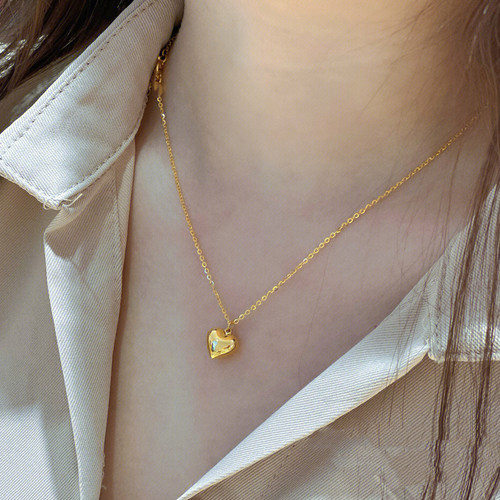 金灿灿18K包金质感小爱心项链