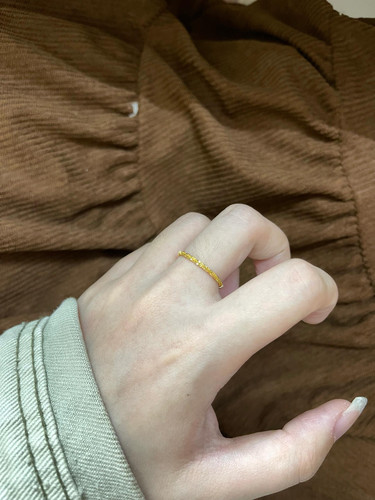 细细金色磨砂戒指洋气素雅食指戒