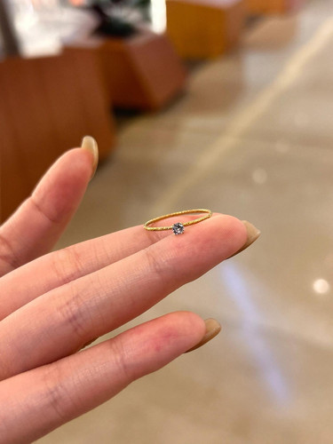 素圈锆石金属戒指质感