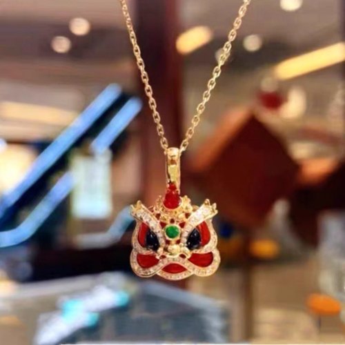 国潮文化古法醒狮项链颈链纯手工