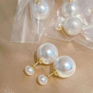 越加挚爱珍珠耳钉经典珍珠耳环前后大小施家珍珠两戴新款潮耳饰品
