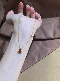 一路生花~温暖点缀红色系列经典灵动福禄葫芦项链气质高级质感