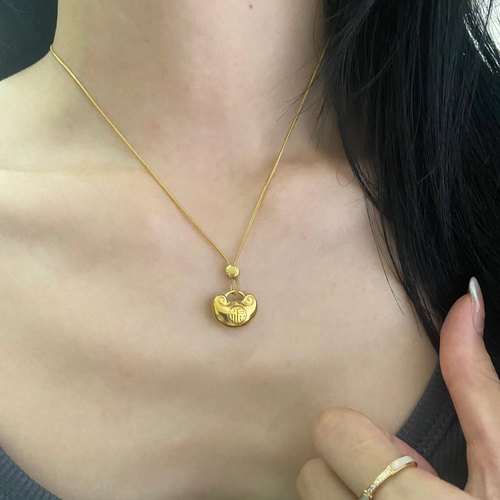 长命锁福字流苏颈链项链