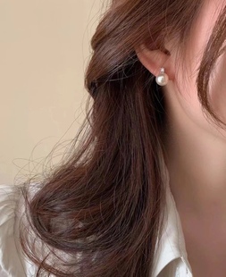 贵气百搭款~透亮有份量沉甸甸实心正圆珍珠耳钉纯银针防过敏高档