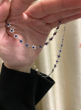 克莱因小蓝花项链!清新淡雅显白可爱少女油画感有个性精致大方潮