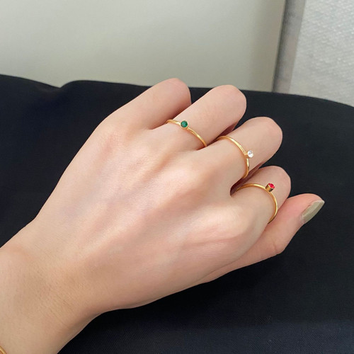 韩国14K金戒指女彩色宝石混搭