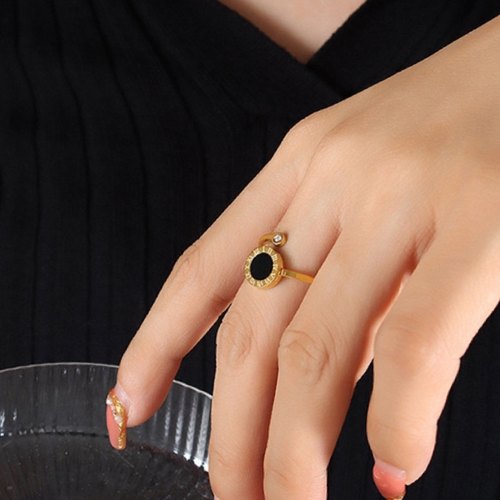 原创黑贝母圆盘戒指设计感独特