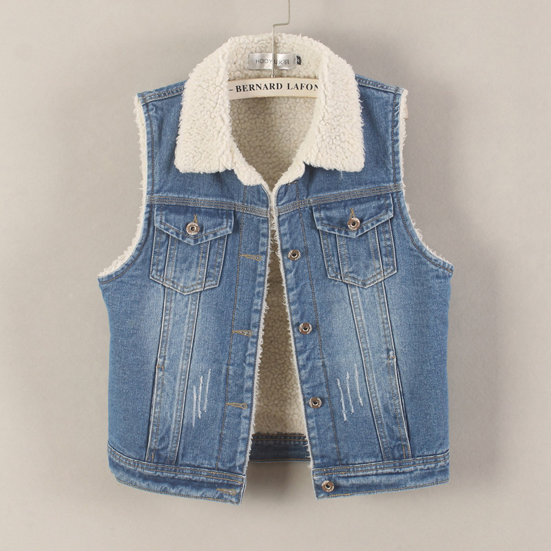 秋冬新款加厚加绒羊羔毛牛仔马甲女修身短款棉马夹背心无袖坎肩,女装/女士精品,马夹,淘宝优惠券,粉丝福利购,淘宝优惠卷