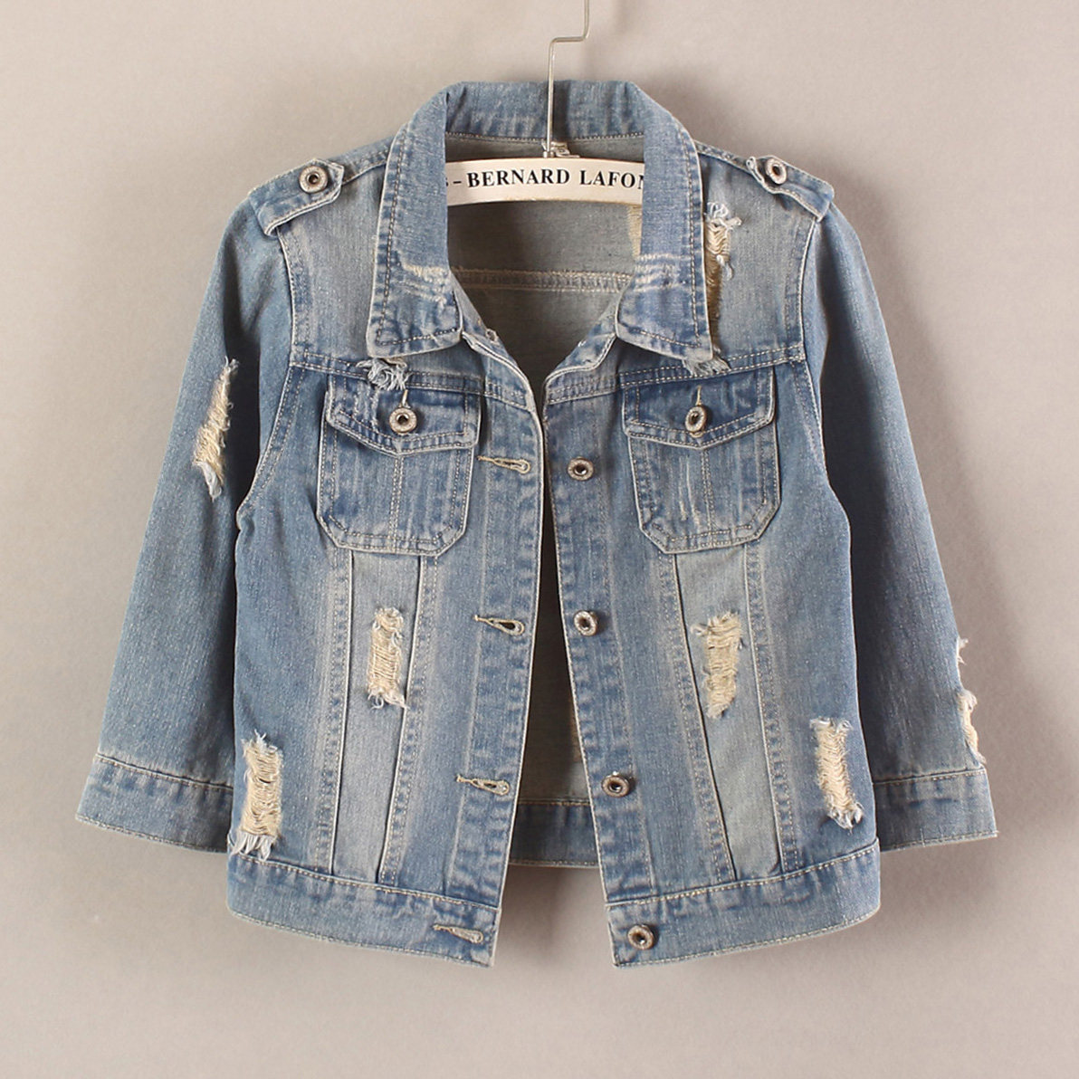 牛仔外套女短款修身韩版潮显瘦百搭七分袖春秋牛仔服上衣肩章中袖