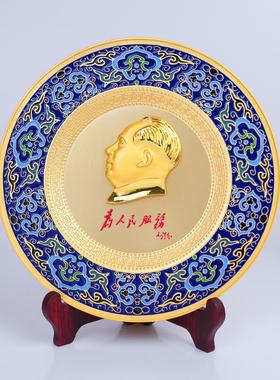 轻奢伟人头像桌面摆设珐琅彩饰品书房玄关家用创意景泰蓝中式摆件