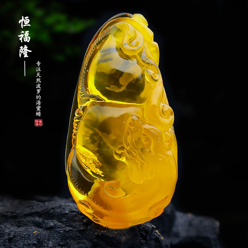 恒福隆天然蜜蜡葫芦吊坠大男女正品波罗的海鸡油黄金珀琥珀毛衣链