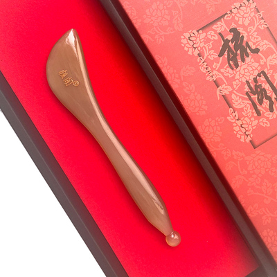 梳阁品牌牛角梳天然白水牛角刮痧板A012 拨筋棒面部眼部便捷好用
