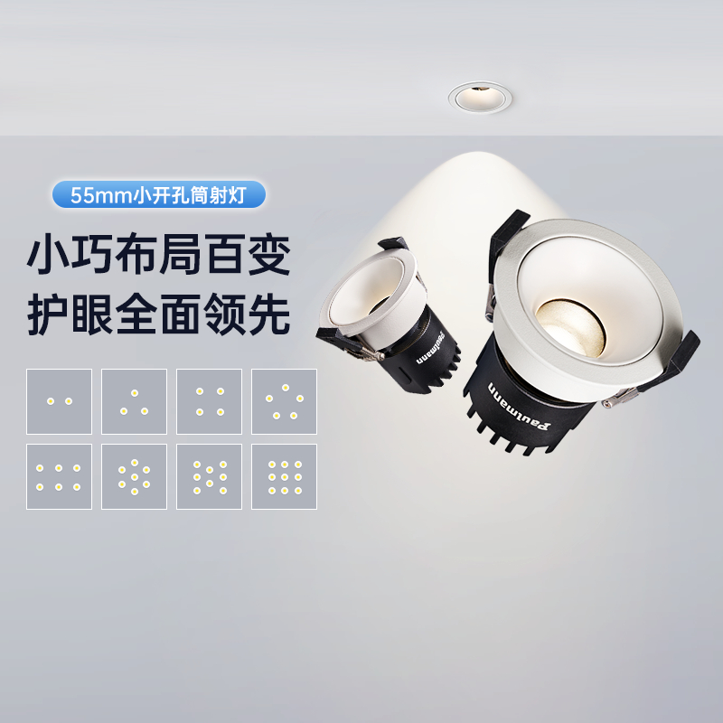 【新品】德国柏曼小开孔55mm射灯 客厅家用天花吊顶筒灯无主灯具