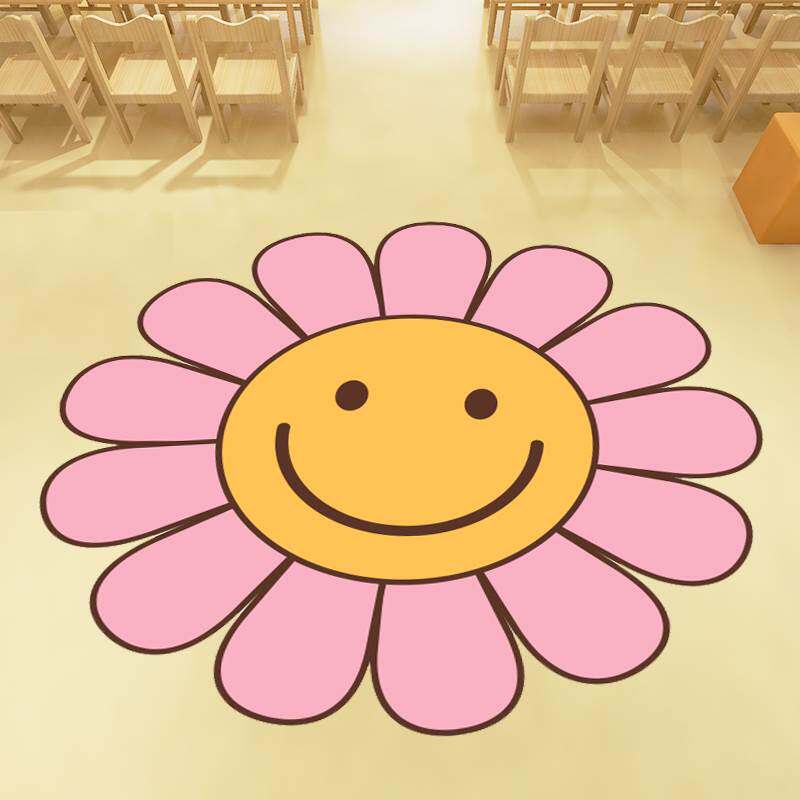 幼儿园笑脸太阳花地贴学校商场办公室地面装饰可爱防水雏菊贴纸