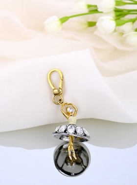 特价微瑕处理两件小众欧美宝石镶嵌芭高级感蕾舞女孩吊坠项坠挂件