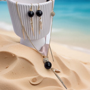 小众轻奢ks鬼才设计AB时尚气质高级感个性天然珍珠项链毛衣链耳环