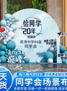 大学同学聚会场景布置签到kt板战友20年再相聚纪念氛围拍照背景墙