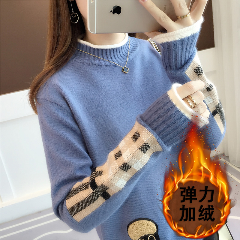 2018¶¬¼¾º«°æÐ¿î¸ßÁìëÒÂÅ®¿íËÉÇﶬŮװÄÚ´î¼Óºñ¼ÓÈÞÕëÖ¯´òµ×ÉÀ