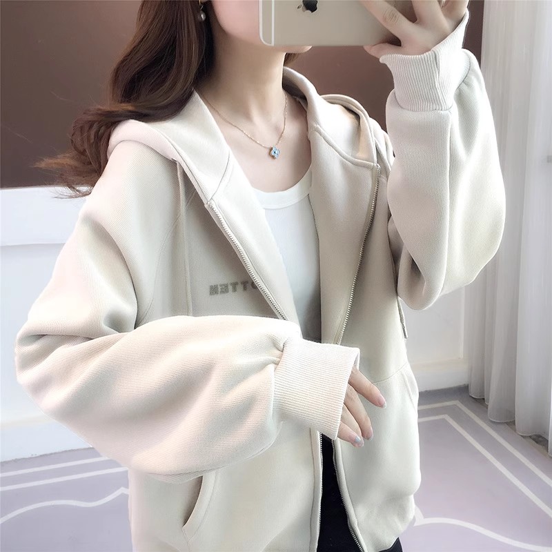 秋装女士加绒加厚开衫卫衣女新款2025爆款时尚洋气上衣外套春秋