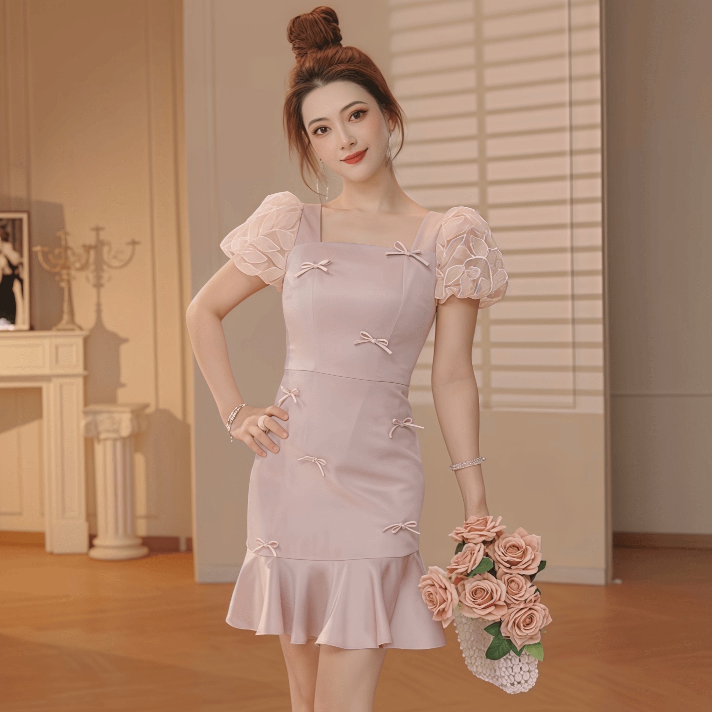 甜美减龄轻奢少女感连衣裙