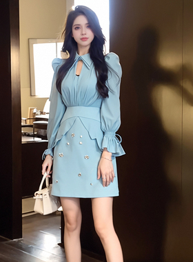 61087小个子的穿搭设计感衬衫裙新款气质连衣裙秋款精致独特女装