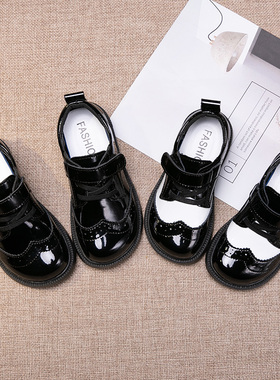 男童皮鞋真皮2025春秋黑色英伦风学生中大童软底女童演出儿童单鞋