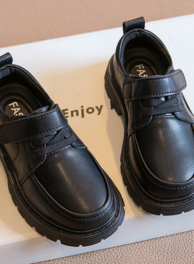 男童皮鞋黑色儿童软底春秋新款真皮男孩演出学生西装校园中大童鞋