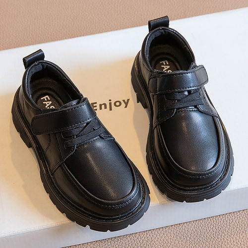 男童皮鞋黑色软底演出小黑鞋