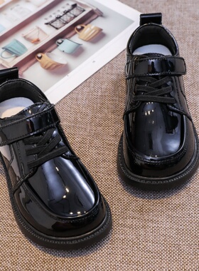 男童皮鞋真皮软底加绒黑色英伦学生春秋冬中大童女童儿童表演出鞋