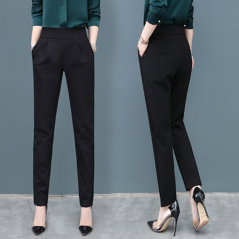 哈伦西装裤女裤春秋宽松直筒小脚长裤九分裤休闲显瘦百搭黑色裤子