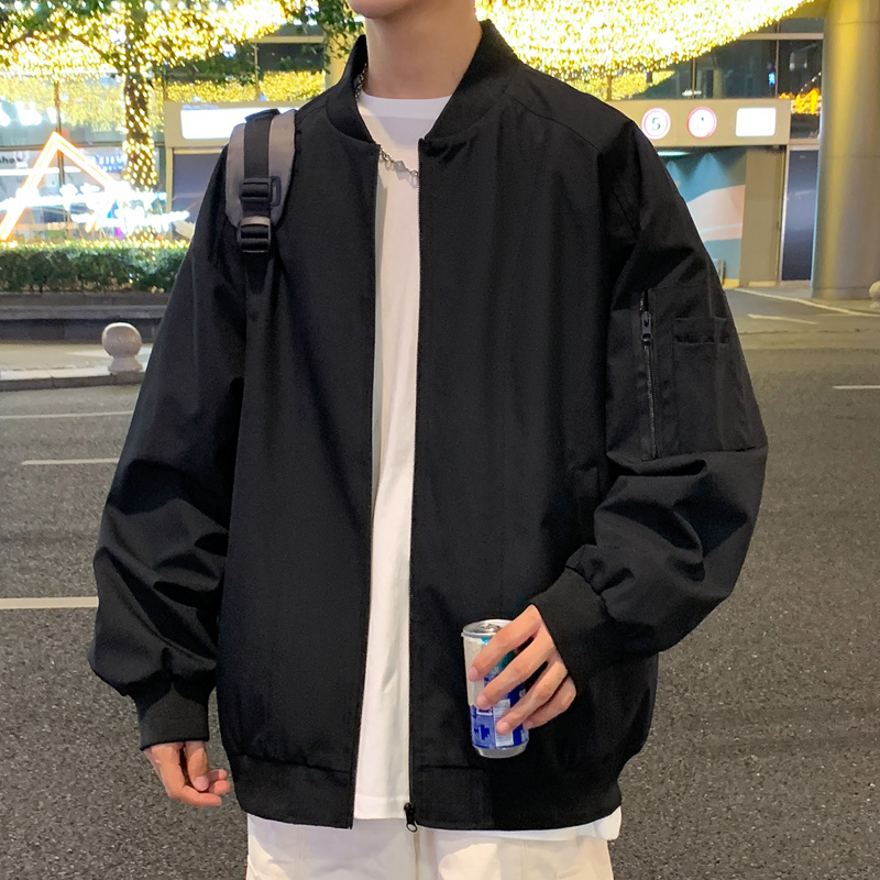 飞行员夹克男士春秋2025新款美式痞帅潮牌宽松休闲棒球领工装外套