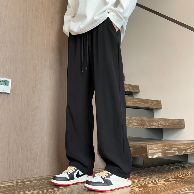 冰丝薄款男士2025夏季新款潮直筒休闲长裤男生垂感西裤宽松阔腿裤,男装,休闲裤,淘宝优惠券,粉丝福利购,淘宝优惠卷