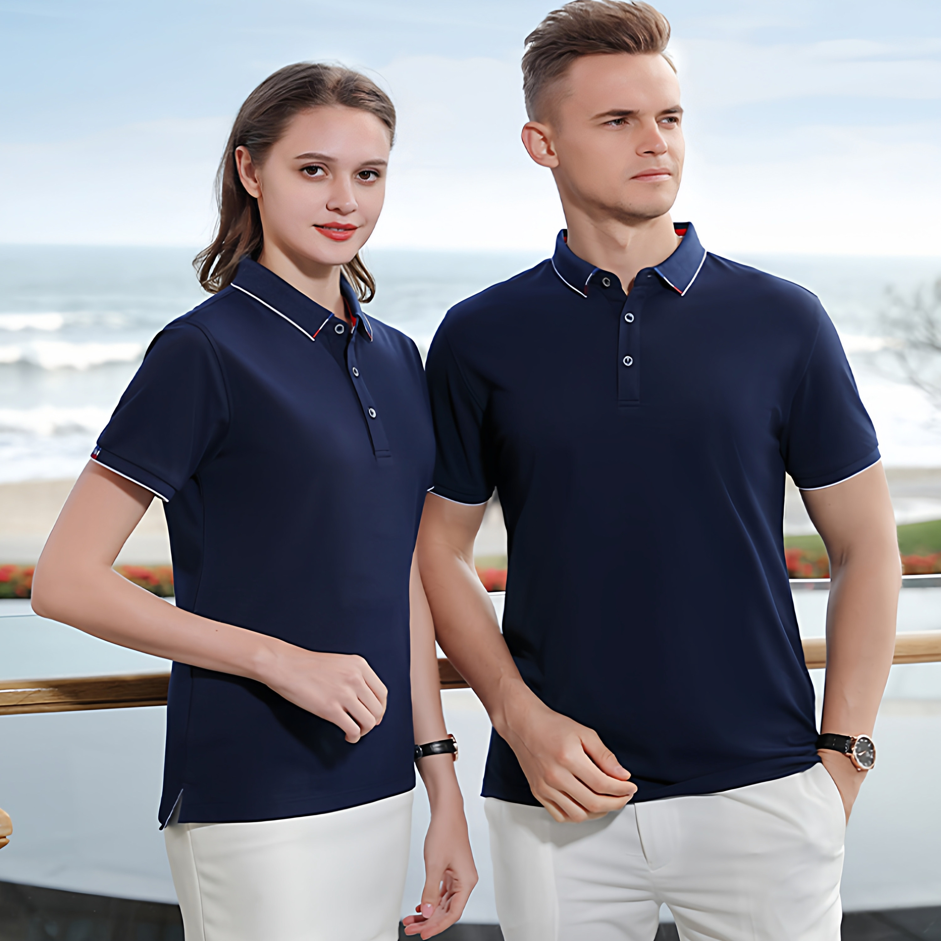 polo衫定制翻领工作服短袖纯棉t恤订制高端企业工衣刺绣印制logo