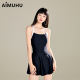 AIMUHU黑白裙式 度假沙滩 连体泳衣女性感显瘦露背运动冲浪泳装