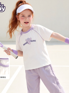 小马宝莉女童短袖t恤2026夏季新款女孩纯棉上衣儿童运动白色夏装