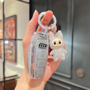 适用奥迪A6L钥匙套25款A3L女Q4etron高级a7l扣Q7镶钻A7 A8 Q8 Q6