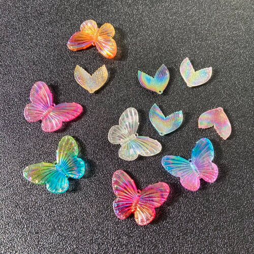 七月手作diy 滴胶奶油胶手机壳材料亚克力立渐变镭射蝴蝶鱼尾配件