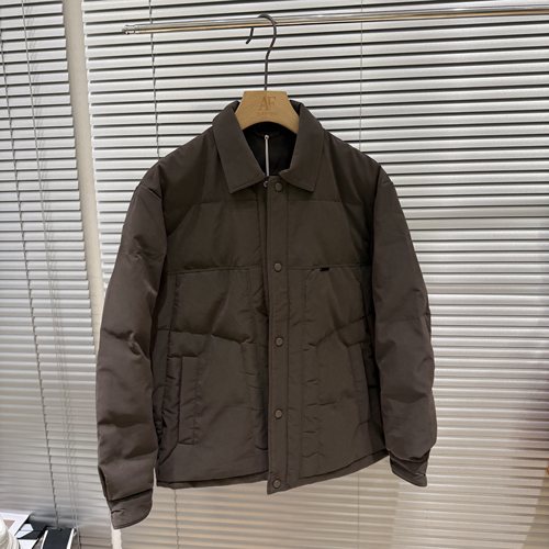 PU羽绒服外套男士立领休闲上衣简约休闲皮面上衣国标90白鸭绒夹克