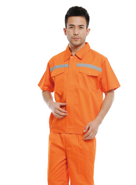 夏季薄款套装反光条工地劳保服