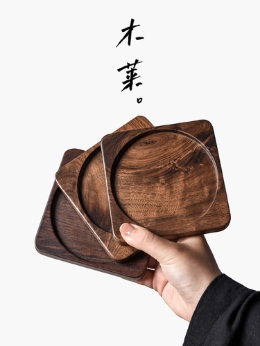 日式黑胡桃杯垫实木底托珐琅掐丝