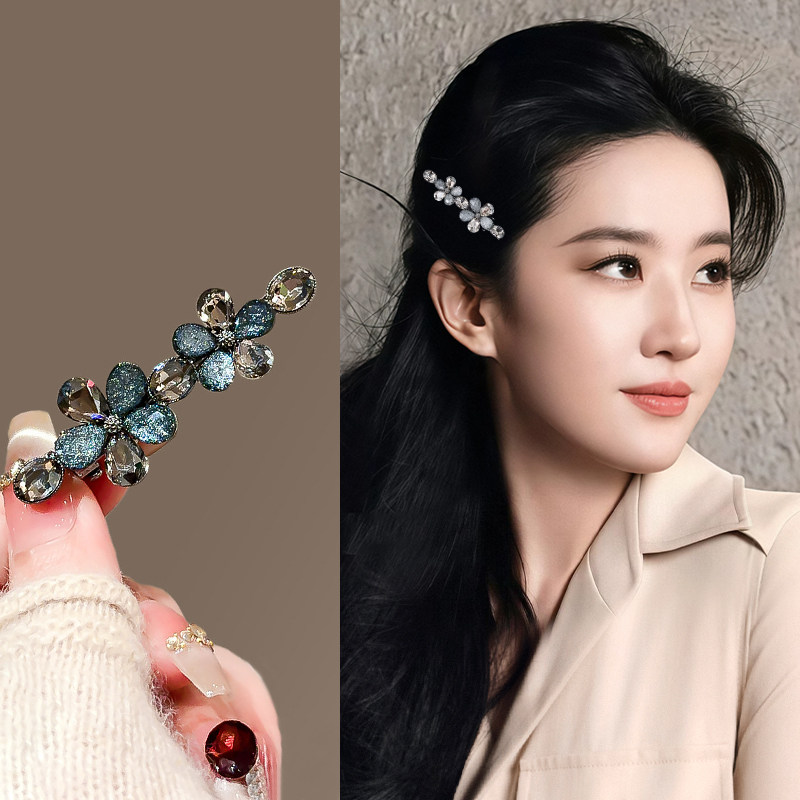 简约花朵发夹女轻奢小众侧边图片
