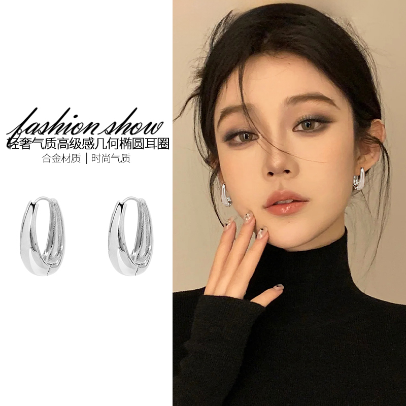银色素圈耳环耳扣新款爆款